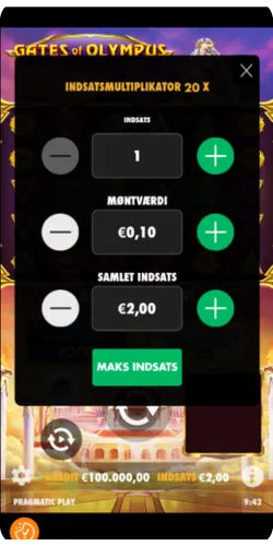 Gates of Olympus betting interface screenshot