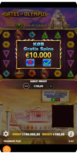 Gates of Olympus bonus game screenshot