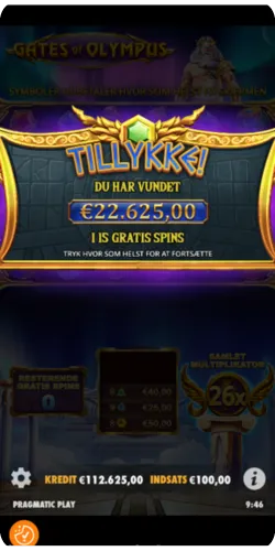 Gates of Olympus bonus win screenshot