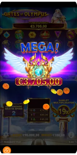 Gates of Olympus mega win screenshot